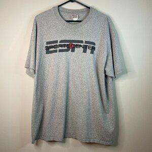 Vintage Champion ESPN Sports Center Logo Heather Gray Y2K 2000s Shirt Size XL